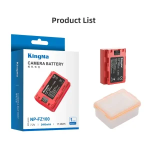 KingMa NP-FZ100 Camera Battery For Sony a9 II, a9 III, a7R IV, a7R III, a7 III, A7s III, a6600, 2400