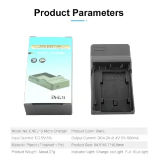 Camera Battery Charger for Nikon ENEL15, EN EL15, D500, D600, D610, D800, D7000, Z6, Z7, 1 V1 2