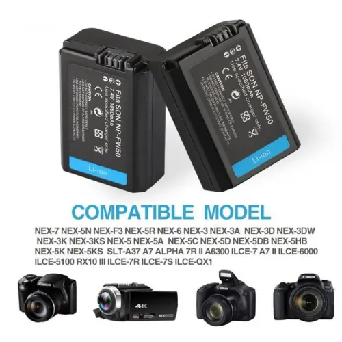 NP FW50 Battery For Sony A7, A7R, A7S, A3000, A5000, A6000, A6300, A6500 Camera 3