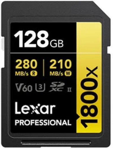 Lexar Professional 1800x SDXC 128GB Class 10 U3 V60 UHS II Lexar Professional 1800x SDXC 128GB Class 10 U3 V60 UHS II