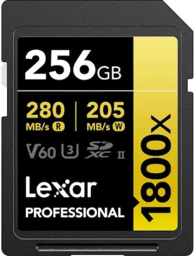 Lexar Professional 1800x SDXC 256GB Class 10 U3 V60 UHS II