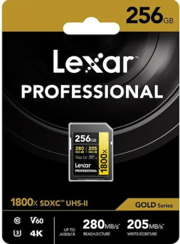 Lexar Professional 1800x SDXC 256GB Class 10 U3 V60 UHS II 3