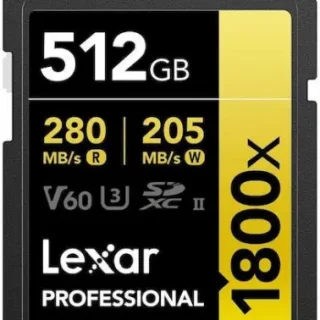 Lexar Professional 1800x SDXC 512GB Class 10 U3 V60 UHS II