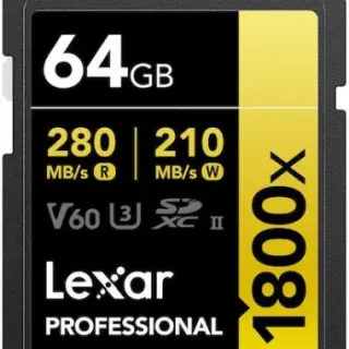 Lexar Professional 1800x SDXC 64GB Class 10 U3 V60 UHS II